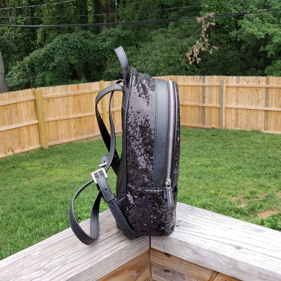 Michael Kors Kenly MD Sequin Backpack Black - Picture 2 of 7